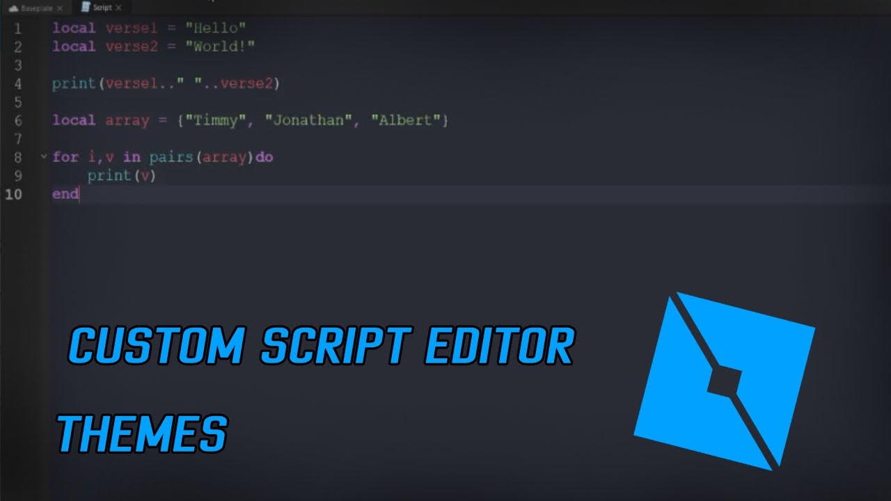 How To Add Custom Theme To A Script Editor Roblox Studio Youtube - local script editor roblox