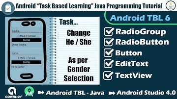 Android TBL Java Task 6 | Change He/She from Gender | RadioGroup | Radio Button | Android Tutorial