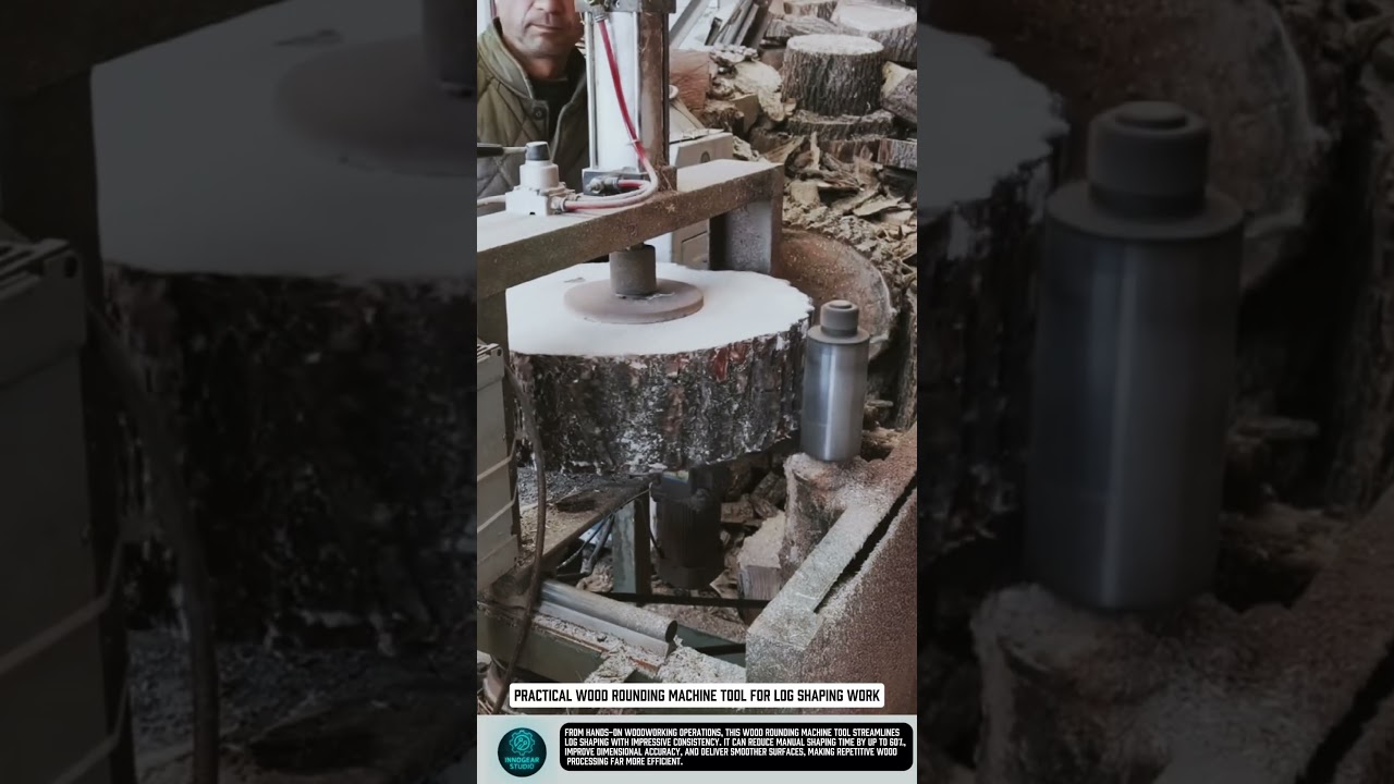 Practical wood rounding machine tool for log shaping work 