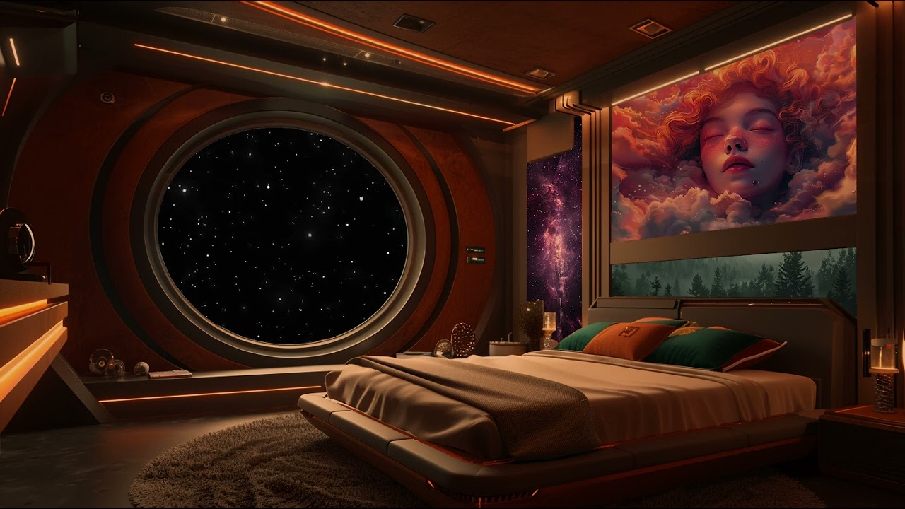 Space Odyssey Sleep: Relaxing Universe Sounds in a Futuristic Bedroom | Sleep Sweet