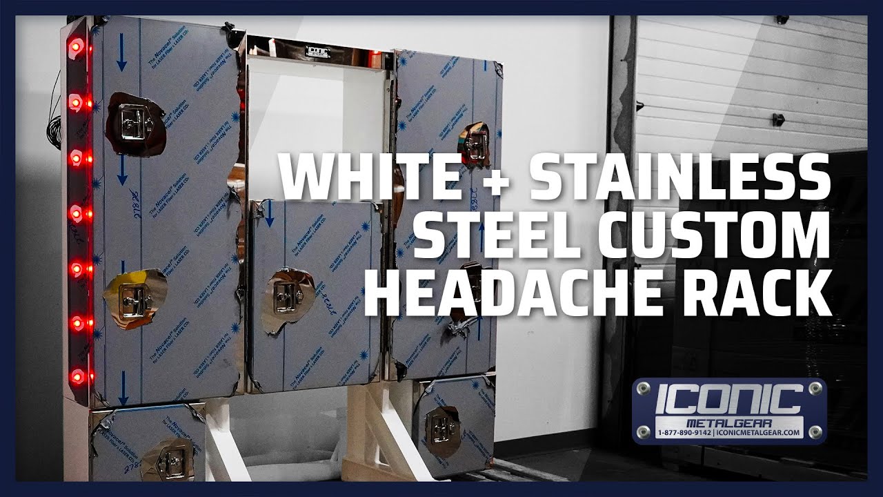 Stainless Steel + White CUSTOM Enclosed Headache Rack - PRODUCT TOUR ...