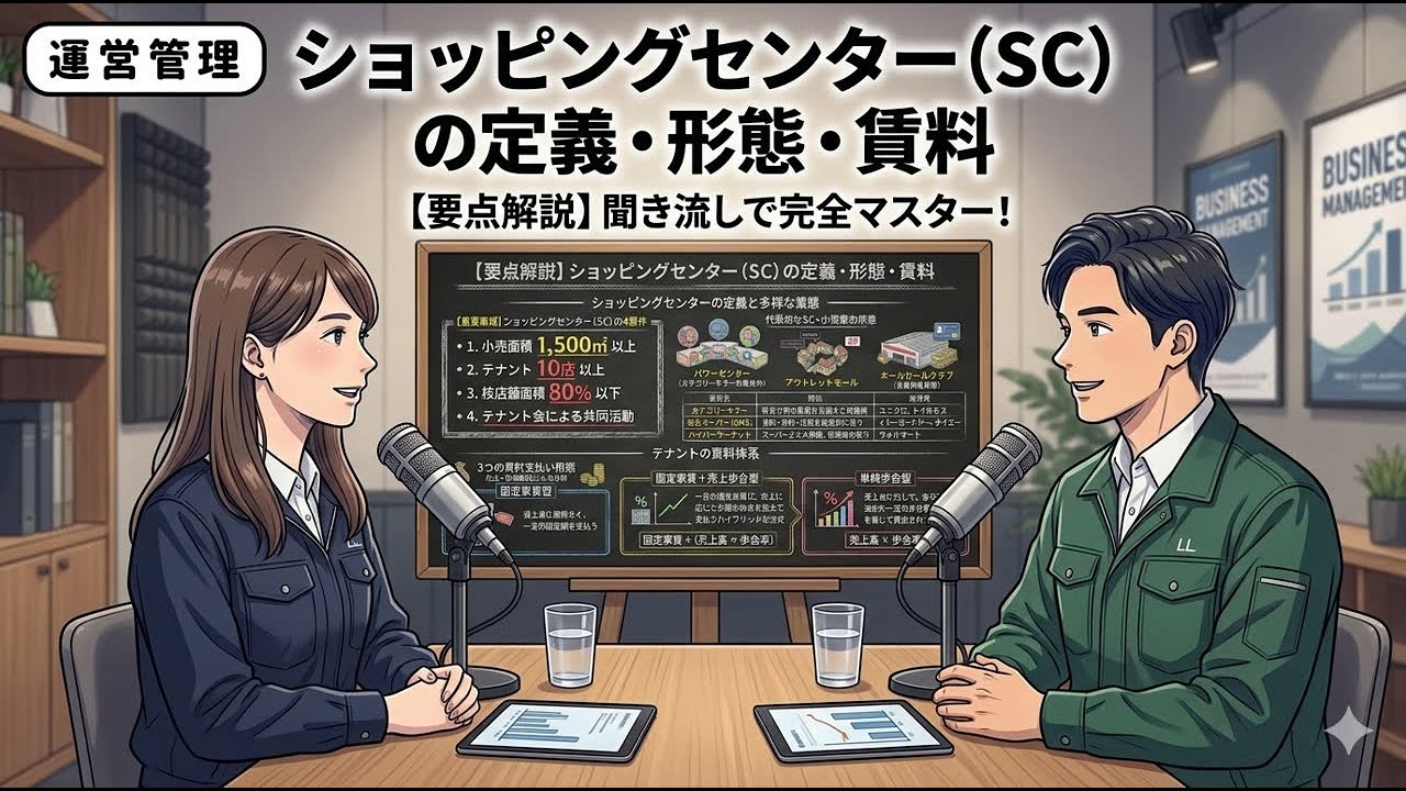【１次・聞き流し】ショッピングセンター（SC）の定義・形態・賃料（運営管理）