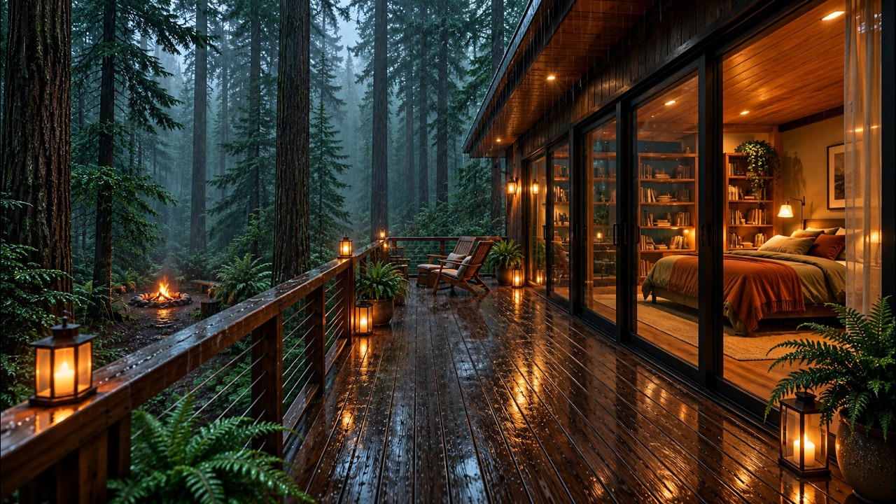 🔴 Rain in the Redwood Forest 🌲 | Deep Sleep Rain Sounds | 12 Hour Cozy Night Ambience