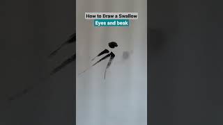 Swallow 燕子 -- Chinese Japanese Ink Brush Painting Sumi-e For Kids 簡易兒童水墨畫教學