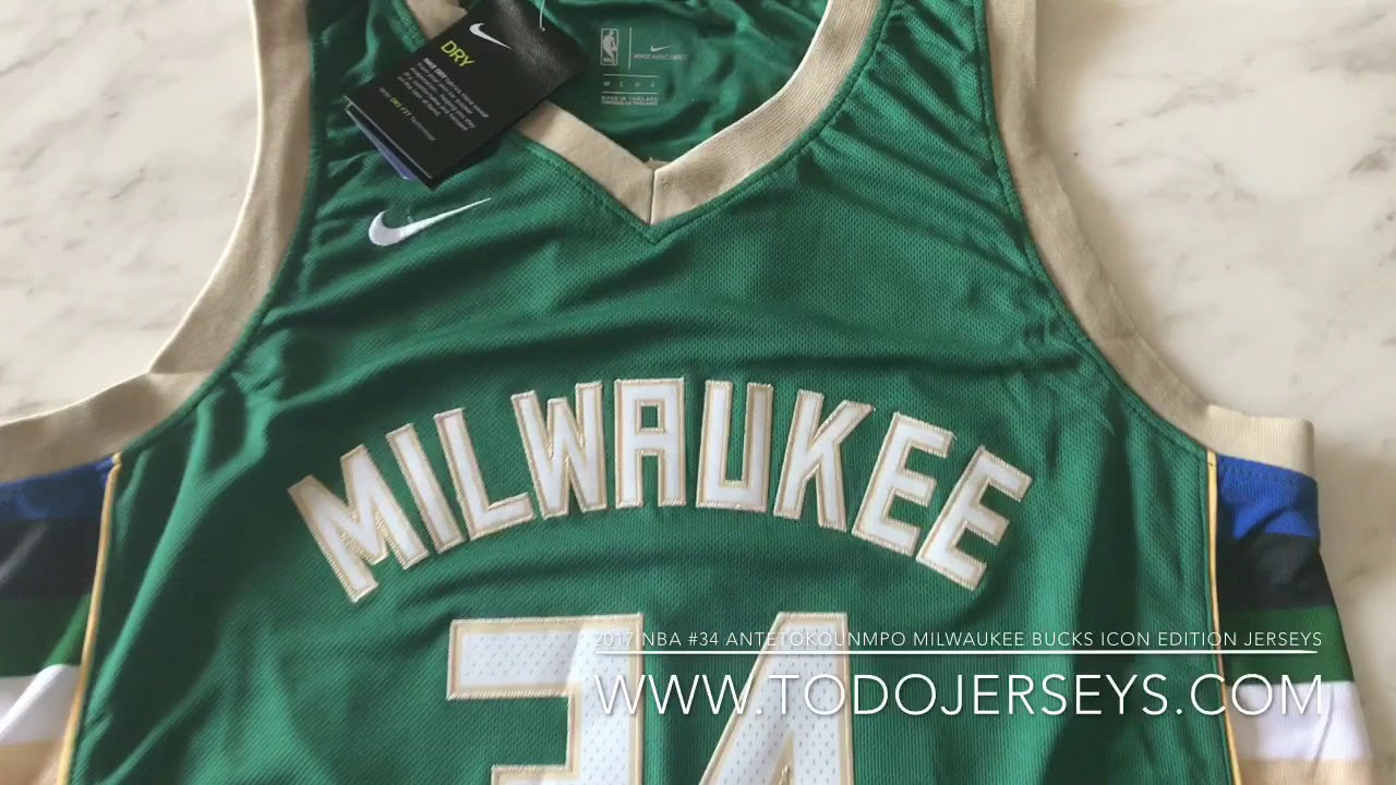 2017 nba #34 antetokounmpo Milwaukee bucks icon edition jerseys