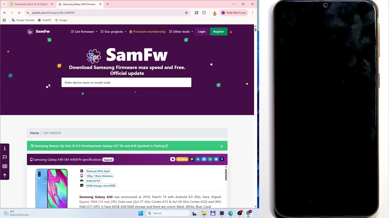 SAMSUNG GALAXY A40 – Как обновить вручную через Odin