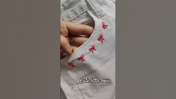 Bow embroidery on jeans pocket #embroidery #bow #shorts #learnembroidery #viral