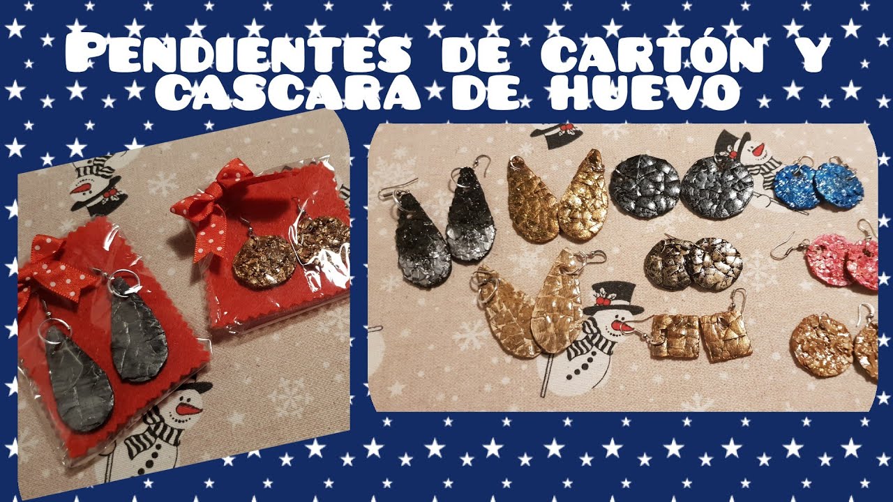 DIY Pendientes de carton y cáscara de huevo.