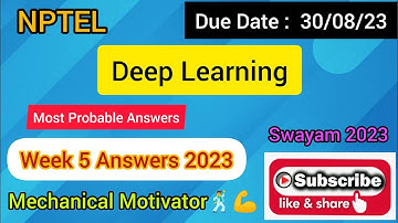 Deep Learning | Week 5 Quiz | Assignment 5 Solution | NPTEL | SWAYAM 2023