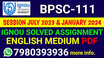 BPSC 111 Solved Assignment 2023-24 English, BPSC 111 Solved Assignment 23-24, BPSC-111 Assignment