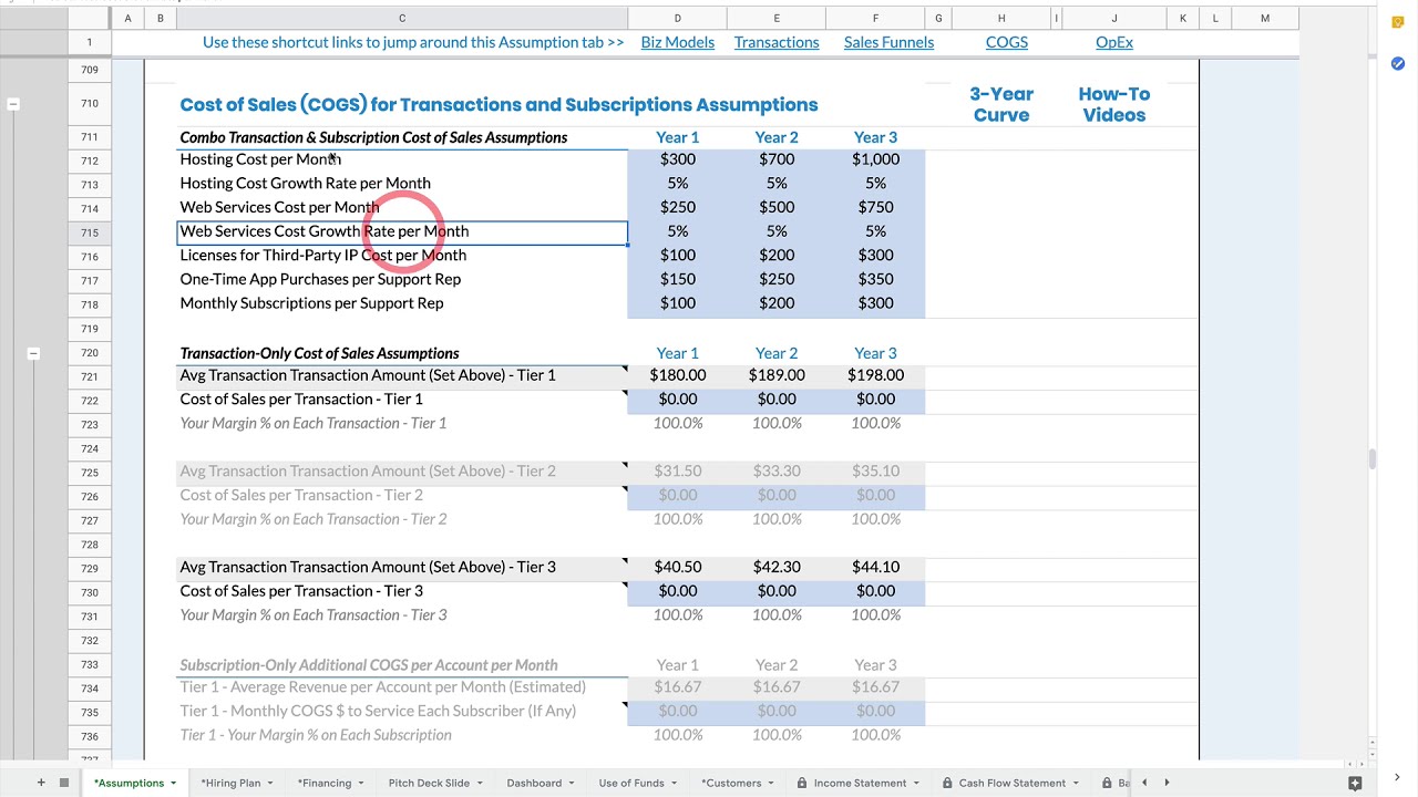Virtual COGS (Cost of Goods Sold) Setup in Rocket Pro Forma - YouTube