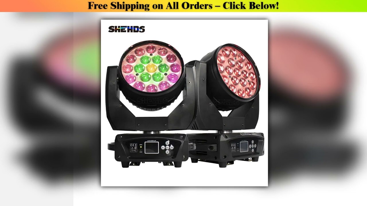 LED 19x15W RGBW Beam+Wash Zoom Moving Head Light  DJ Disco Party Bar Dance Floor Stage Effect