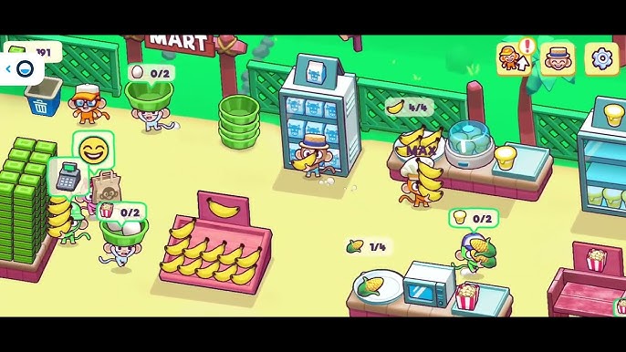 Monkey mart game part - 1, poki poki game, Banana stall, corn stall, popcorn stall