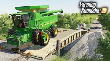 FS19- BRIDGE BUILDING- OUR "FARM BRIDGE" IS WORKING! TESTING HEAVY EQUIPMENT ON THE BRIDGE