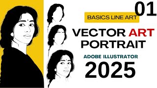 Easy & Quick Guide to Vector Portrait Line Art in Adobe Illustrator || Vector Illustration Lineart Tutorial Part 1 Vector Portrait Tutorial Adobe Illustrator