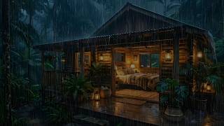 Rainy Night On The Cozy Forest Cabin 🌲 Ambient Rain Sound For Sleep And Relaxation