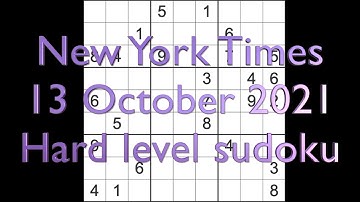 Sudoku solution – New York Times sudoku 13 October 2021 Hard level