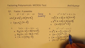 Factor Polynomials Complete Review Test MCR3U