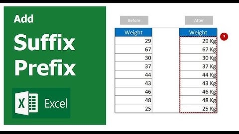 Add Suffix, Prefix to the cells in Excel #MSExcel