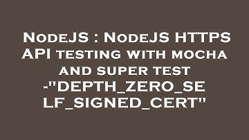 NodeJS : NodeJS HTTPS API testing with mocha and super test -"DEPTH_ZERO_SELF_SIGNED_CERT"
