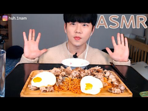 <strong>Very</strong> spicy Noodle 대패삼겹살&amp;<strong>amp</strong>;불닭볶음 후룩!면리얼사운드 먹방 Eating Sound Mukbang ASMR