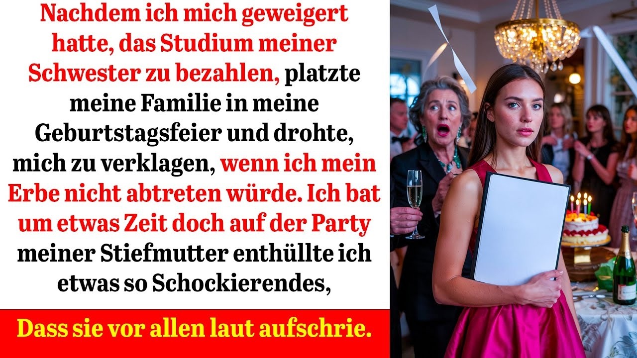 Sie wollten mein Erbe erzwingen aber bei der Party entlarvte ich ihre größte Lüge!