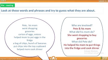 ENGLISH 7(ILEARN SMART WORLD) Unit 5: Food and Drinks Lesson 2.1: Vocabulary & Reading  Page 39