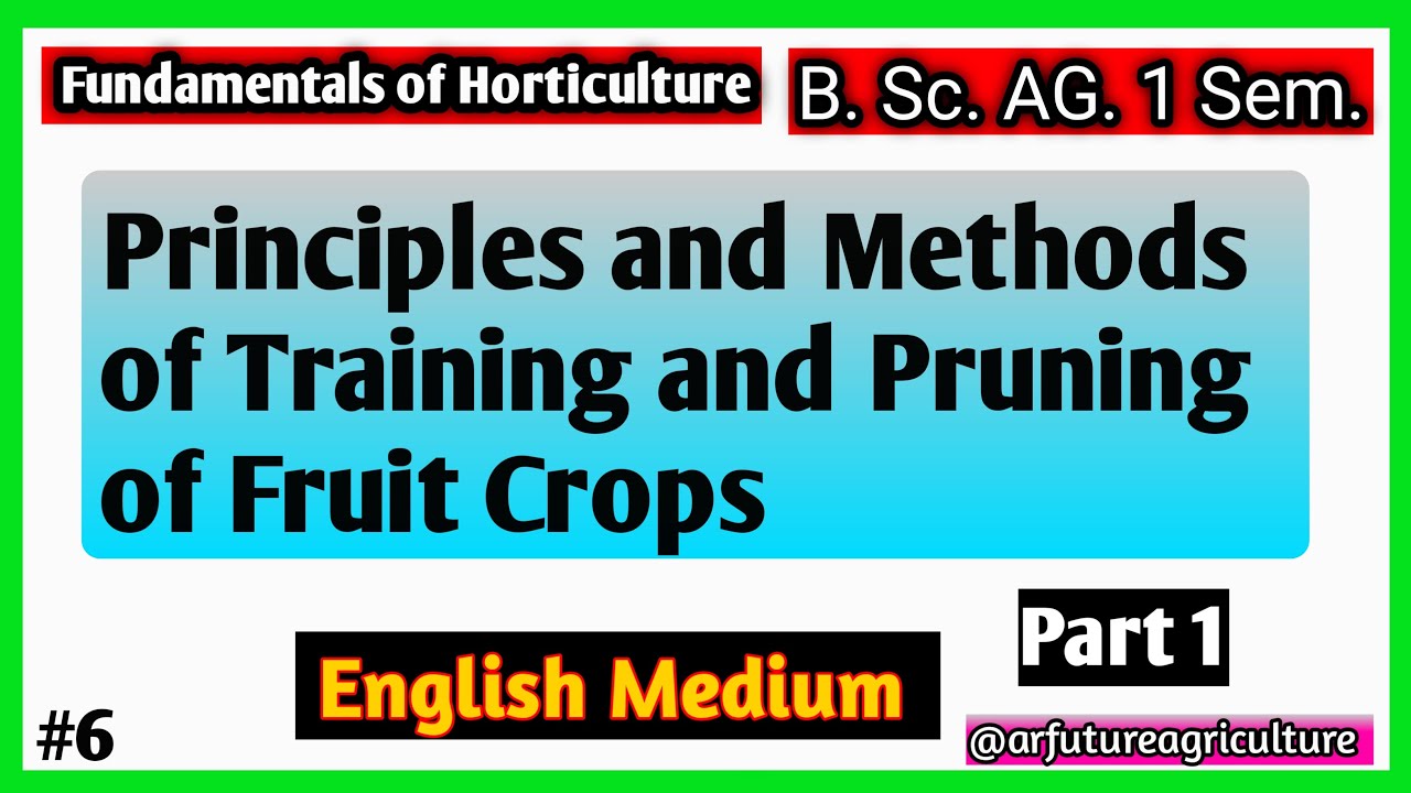 Part 1 || Principles and Methods of Training and Pruning of Fruit Crops || B.Sc. Ag | English Medium