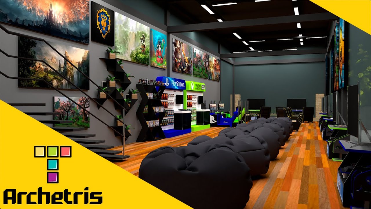 Proyecto Cafe internet Arcade Gaming | Modelo 3D 60fps | Enscape