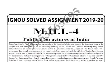 MHI-4 Solved Assignment 2019-20