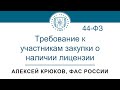 Требование к участникам закупки о наличии лицензии (Закон № 44-ФЗ), 04.05.2023