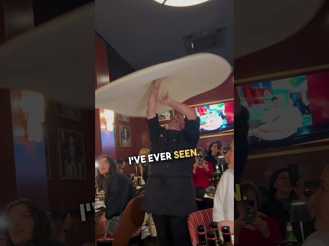 Owner Spins the Largest Pizza Dough I've ever seen 🍕 🙌 class=