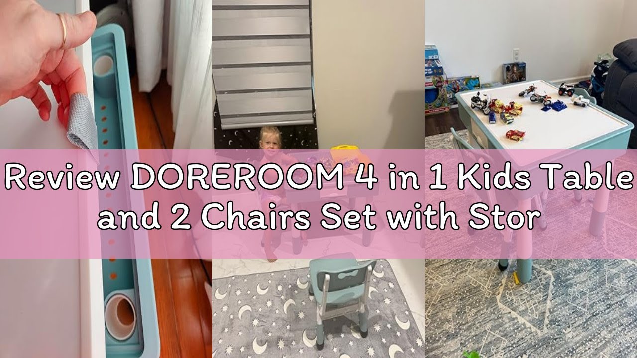 Review DOREROOM 4 in 1 Kids Table and 2 Chairs Set with Storage ...