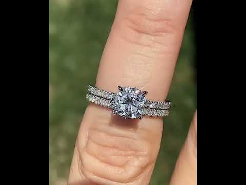 Diamond Collar Cushion Lab Grown Diamond Engagement Ring - 2mm ring video