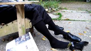 Black Cubed Dress Shoes, D Toe Socks, Loafers