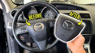 I Fixed My NASTY 2010 Mazda 3’s Steering Wheel Emblem | Airbag Has To Come Out!