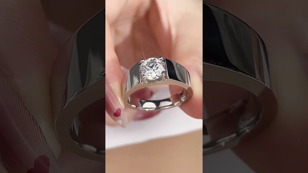 PT950 1 carat Lab Grown Diamond Mens Gold Wedding Rings - Eternal Love in Gold