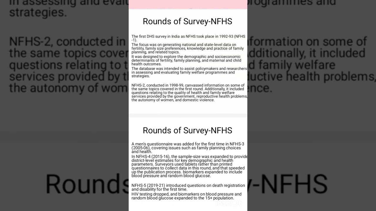 NFHS Or National Family👪 Health Survey Rounds 
