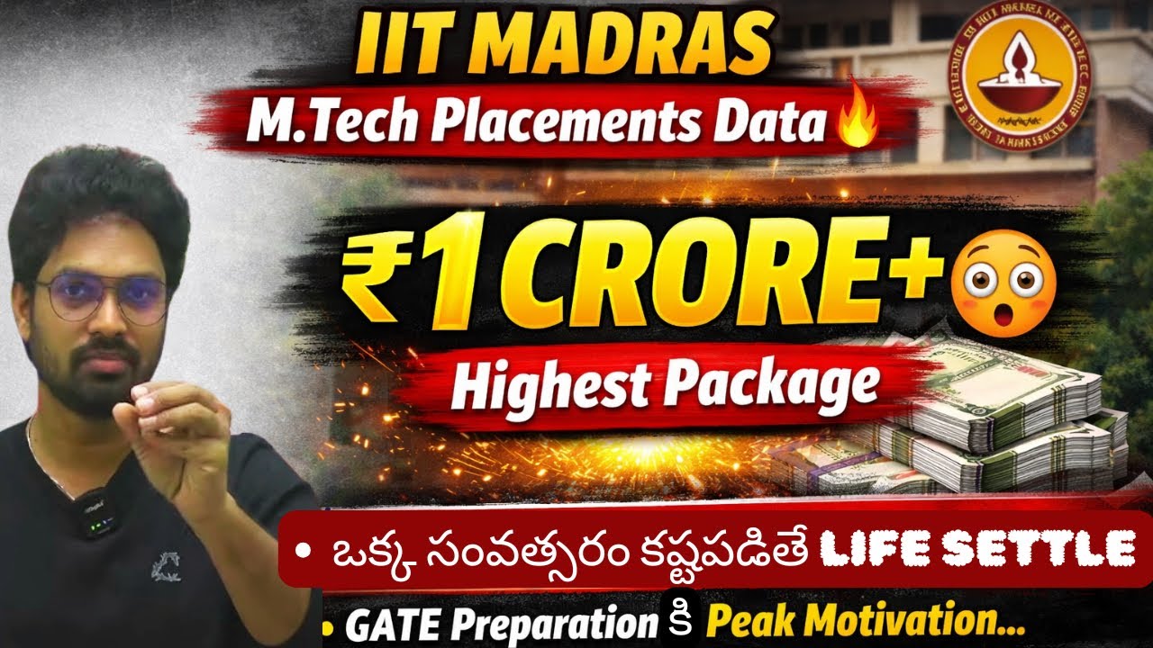 ఒక్క సంవత్సరం కష్టపడితే Life Set IIT Madras M.Tech Placements 1crore package🔥#gate2027 #motivation