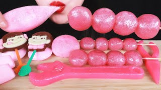 ASMR ROSE GOLD RICE BALLS, TOOL JELLY, CHOCOLATE, MOCHI, MARSHMALLOWS, CANDY EATING SOUNDS 咀嚼音 먹방 screenshot 5