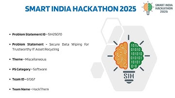 SIH - PS25070-SwiftWipe - Cross-Platform, Portable, Secure Data Erasure and Compliance Solution