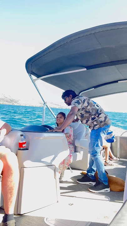 First boat experience చాలా భయపడ్డ 🤣🤣#my first Boat Ride #usa #bearlake #ytshorts #scared