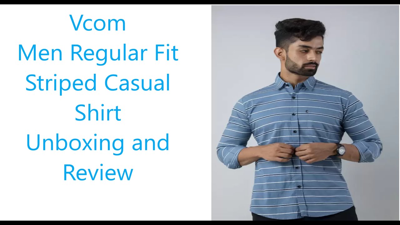 Vcom Men Regular Fit Striped Casual Shirt Unboxing and Review - YouTube