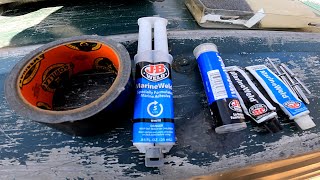 HOW TO: Fast Easy Aluminum Boat Rivet Repair w. JB WELD or GORILLA TAPE  On the Water!!!