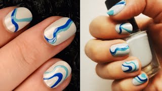 Abstract Swirls On Regular Nail Polish || Trendy Swirl Nail Design Idea