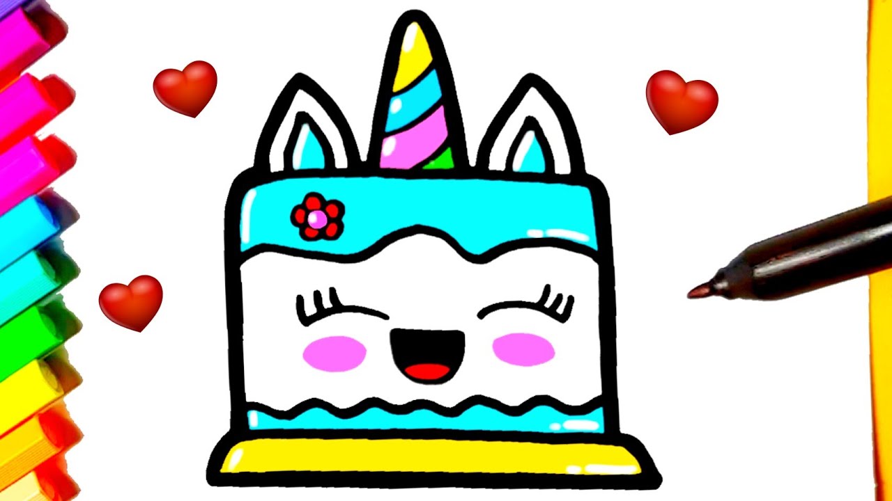 COMO DESENHAR UM BOLO KAWAII FÁCIL PASSO A PASSO I BOLO DE ANIVERSÁRIO I  BOLO FOFO I DESENHO KAWAII 