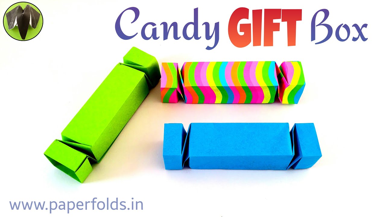 Origami tutorial to make a Paper "Candy Gift Box" from single A4 sheet