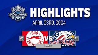 OHL Playoff Highlights: Soo Greyhounds @ Saginaw Spirit - Game 7 - April 23rd, 2024