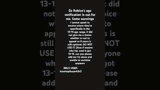 ROBLOX AI CHAT VERIFICATION SUCKS #roblox #freeschlep #ageverification #verification #age #filter