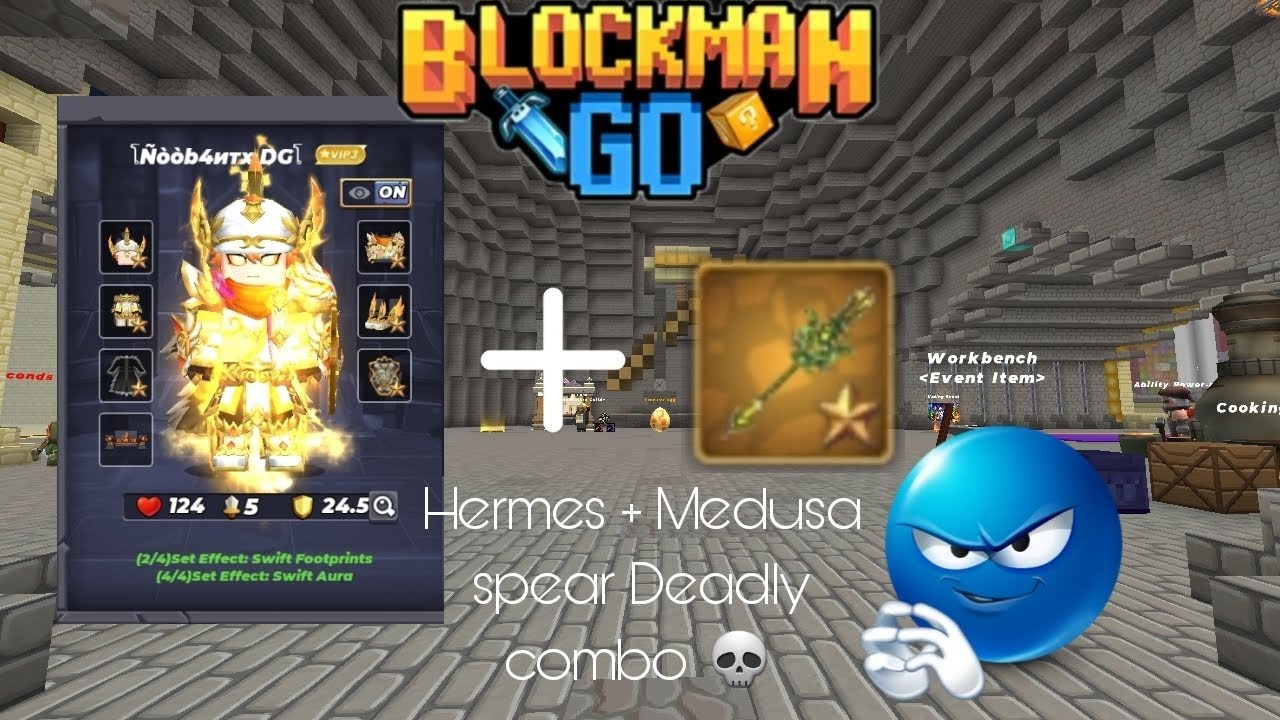 Hermes + Medusa spear Deadly combo 💀// blockmango // skyblock